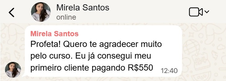 Print de conversa com resultado de aluno